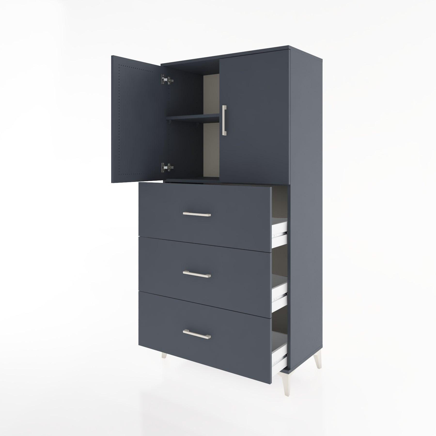 Woodntry Modular Cabinet Anthracite 88x44x170 cm with Doors and Drawers KC24-2