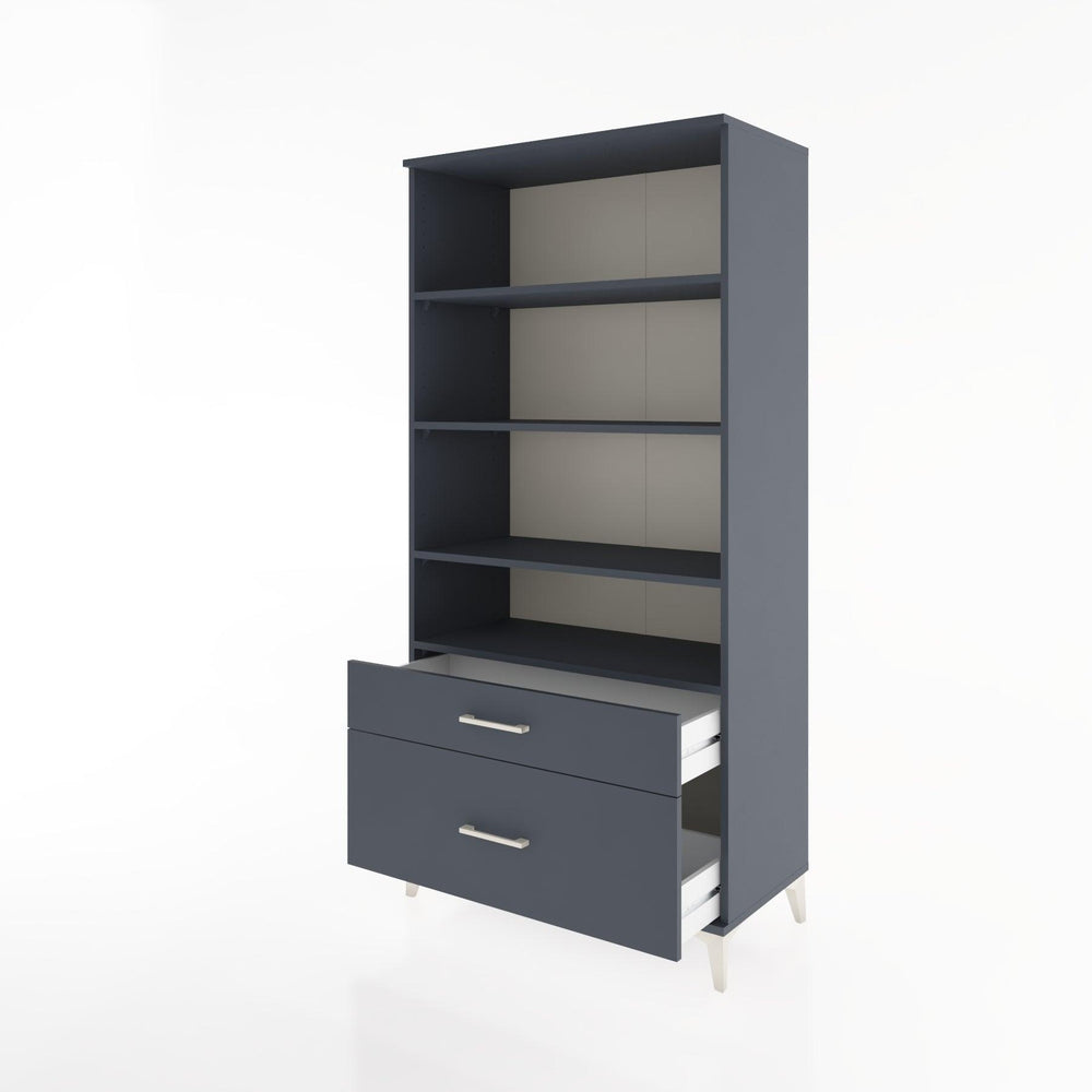 Woodntry Modüler Dolap Antrasit 88x44x170 cm Çekmeceli ve Raflı CR43-2