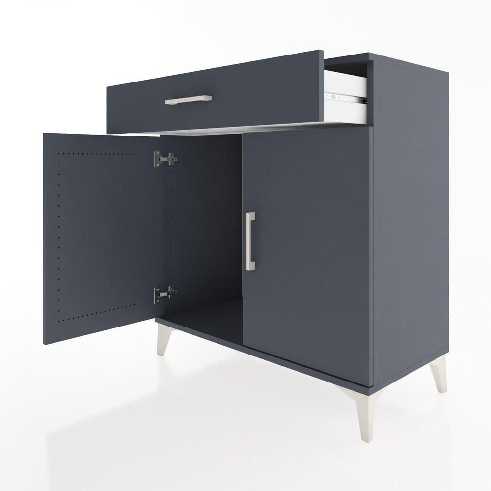 Woodntry Modüler Şifonyer Antrasit 88x44x84 cm Kapaklı ve Çekmeceli KC81-2