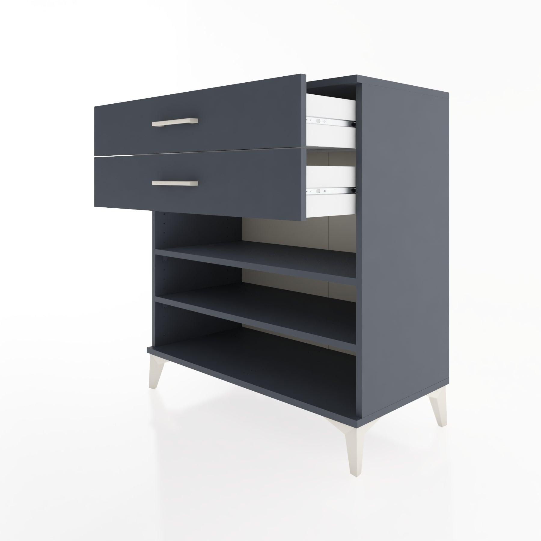 Woodntry Modüler Şifonyer Antrasit 88x44x84 cm Çekmeceli ve Raflı CR13-2