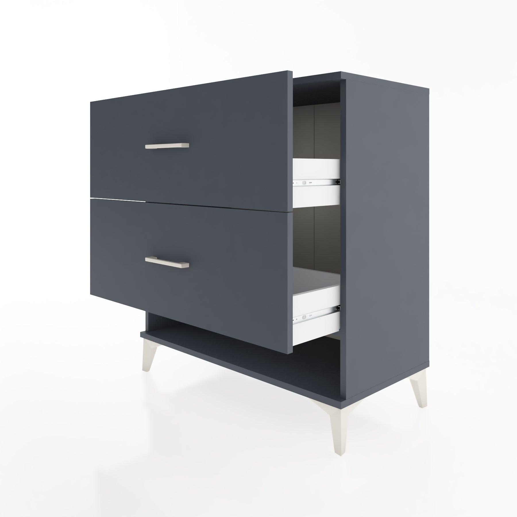 Woodntry Modüler Şifonyer Antrasit 88x44x84 cm Çekmeceli ve Raflı CR4-2