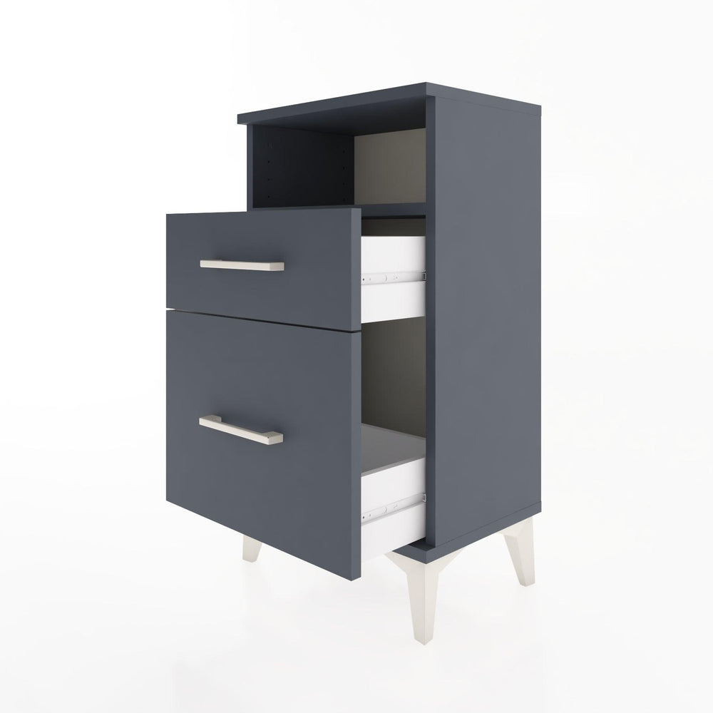 Woodntry Modüler Komodin 2 Çekmece ve Raflı V3 44x30x68 cm Antrasit - Woodntry