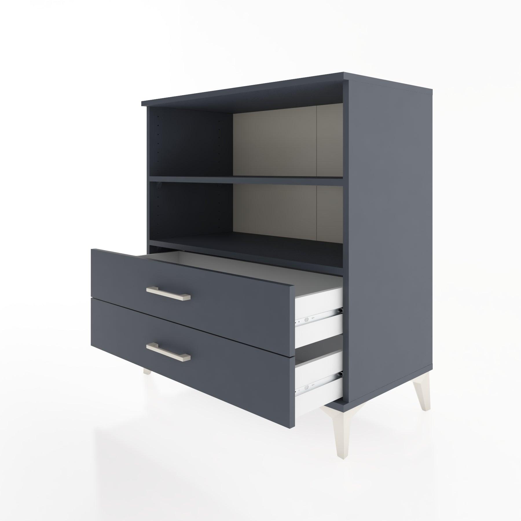 Woodntry Modüler Şifonyer Antrasit 88x44x84 cm Çekmeceli ve Raflı CR16-2