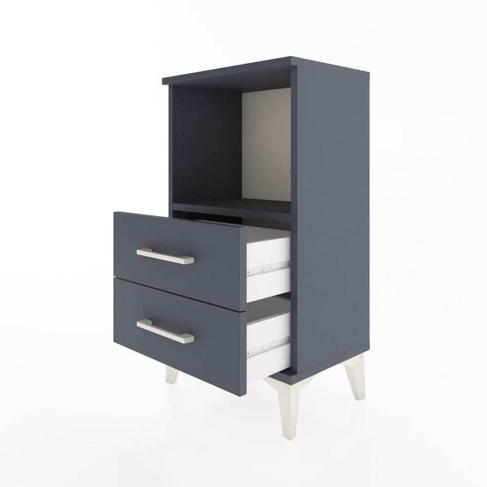 Woodntry Modüler Komodin 2 Çekmece ve Raflı V2 44x30x68 cm Antrasit - Woodntry