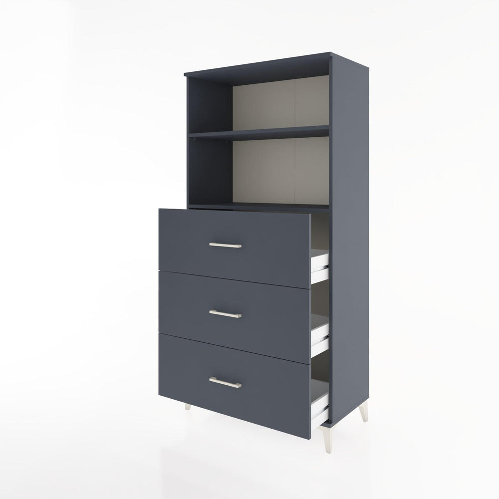 Woodntry Modüler Dolap Antrasit 88x44x170 cm Çekmeceli ve Raflı CR52-2