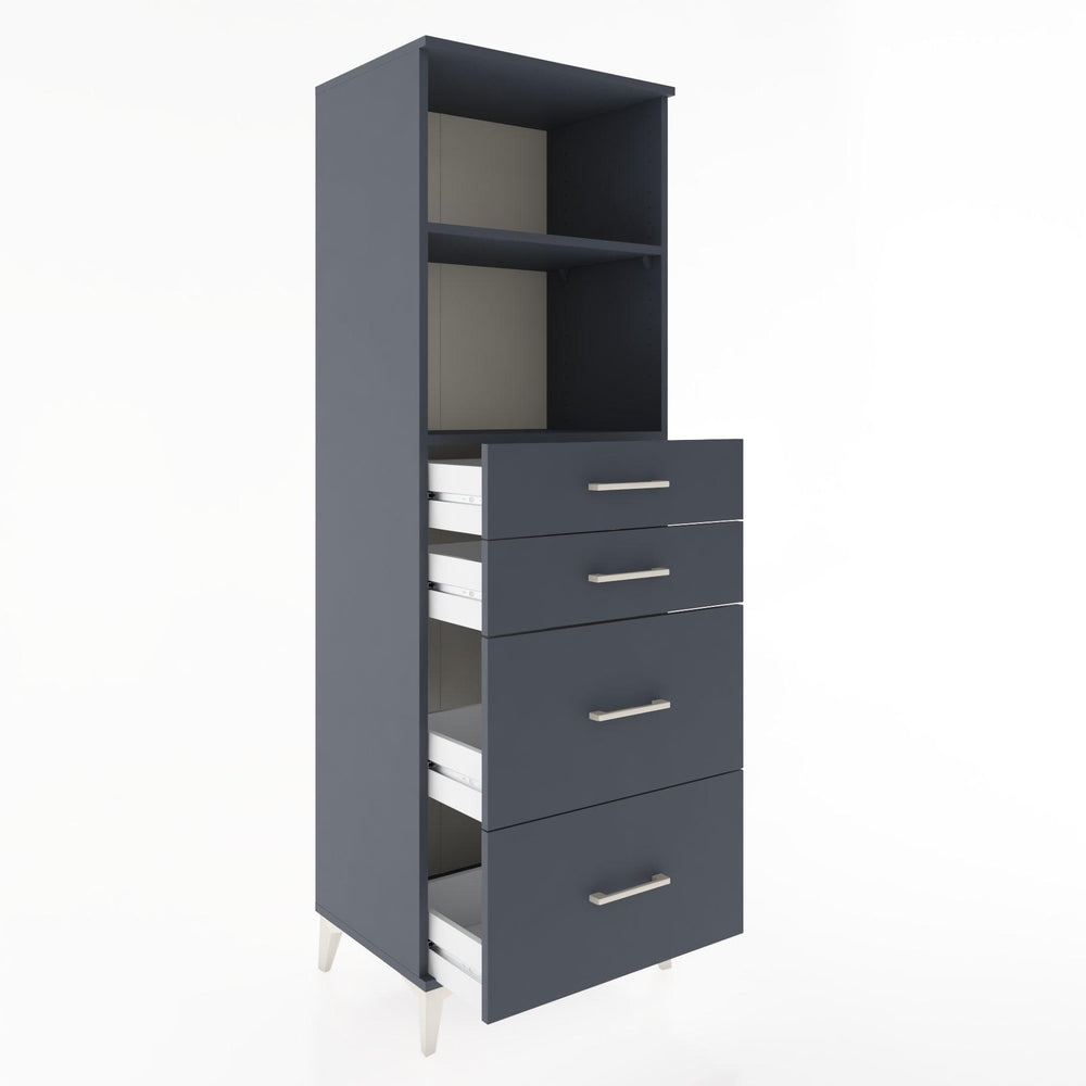 Woodntry Modüler Dolap Antrasit 60x44x170 cm Çekmeceli ve Raflı CR46-2