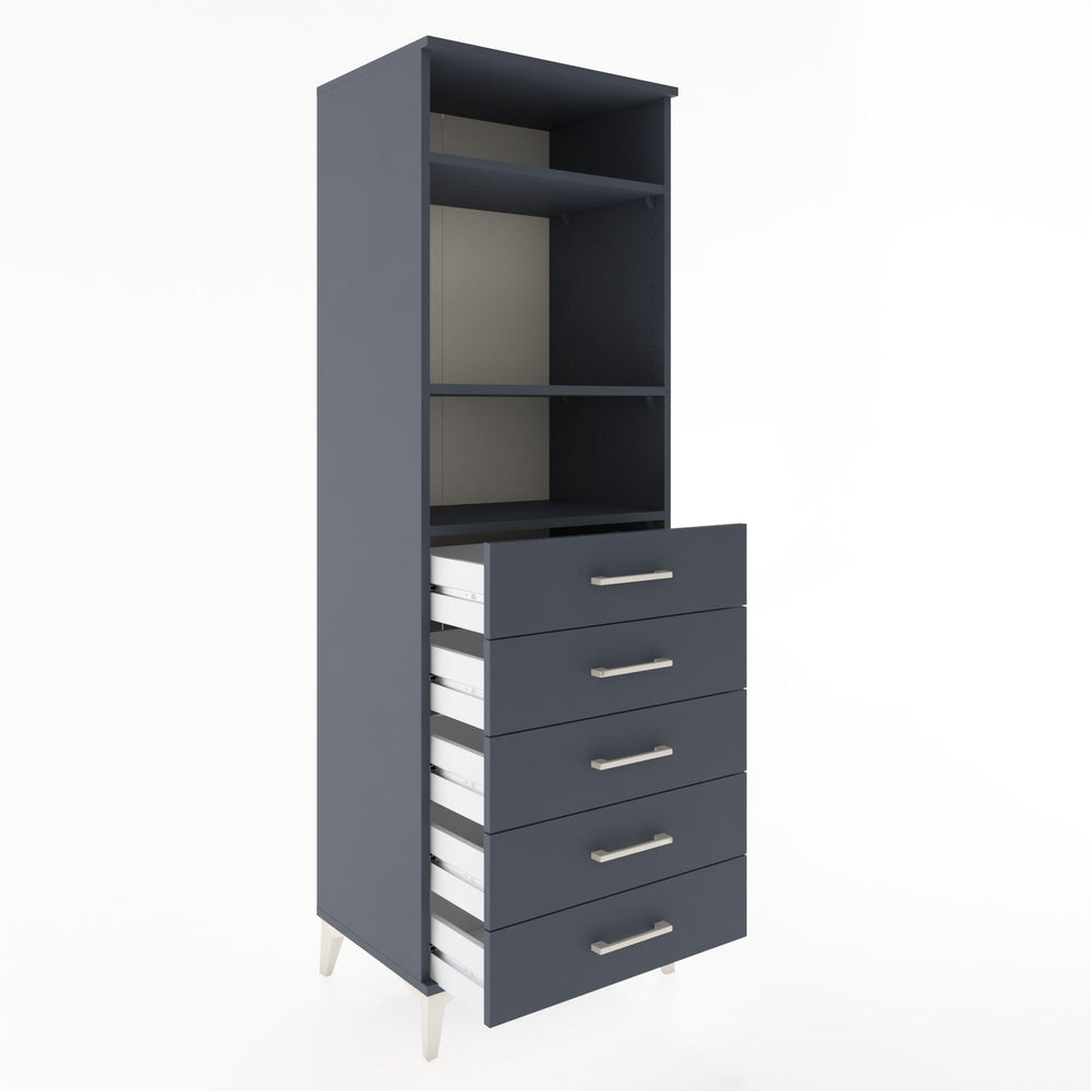 Woodntry Modüler Dolap Antrasit 60x44x170 cm Çekmeceli ve Raflı CR35-2