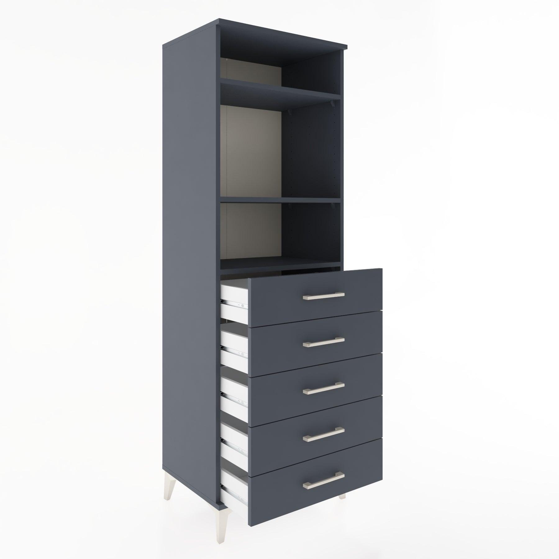 Woodntry Modular Cabinet Anthracite 60x44x170 cm with Drawers and Shelves CR35-2