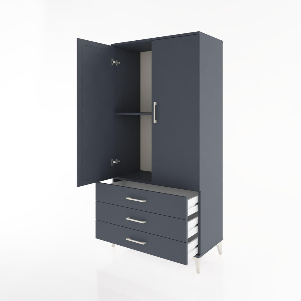 Woodntry Modüler Dolap Antrasit 88x44x170 cm Kapaklı ve Çekmeceli KC6-2