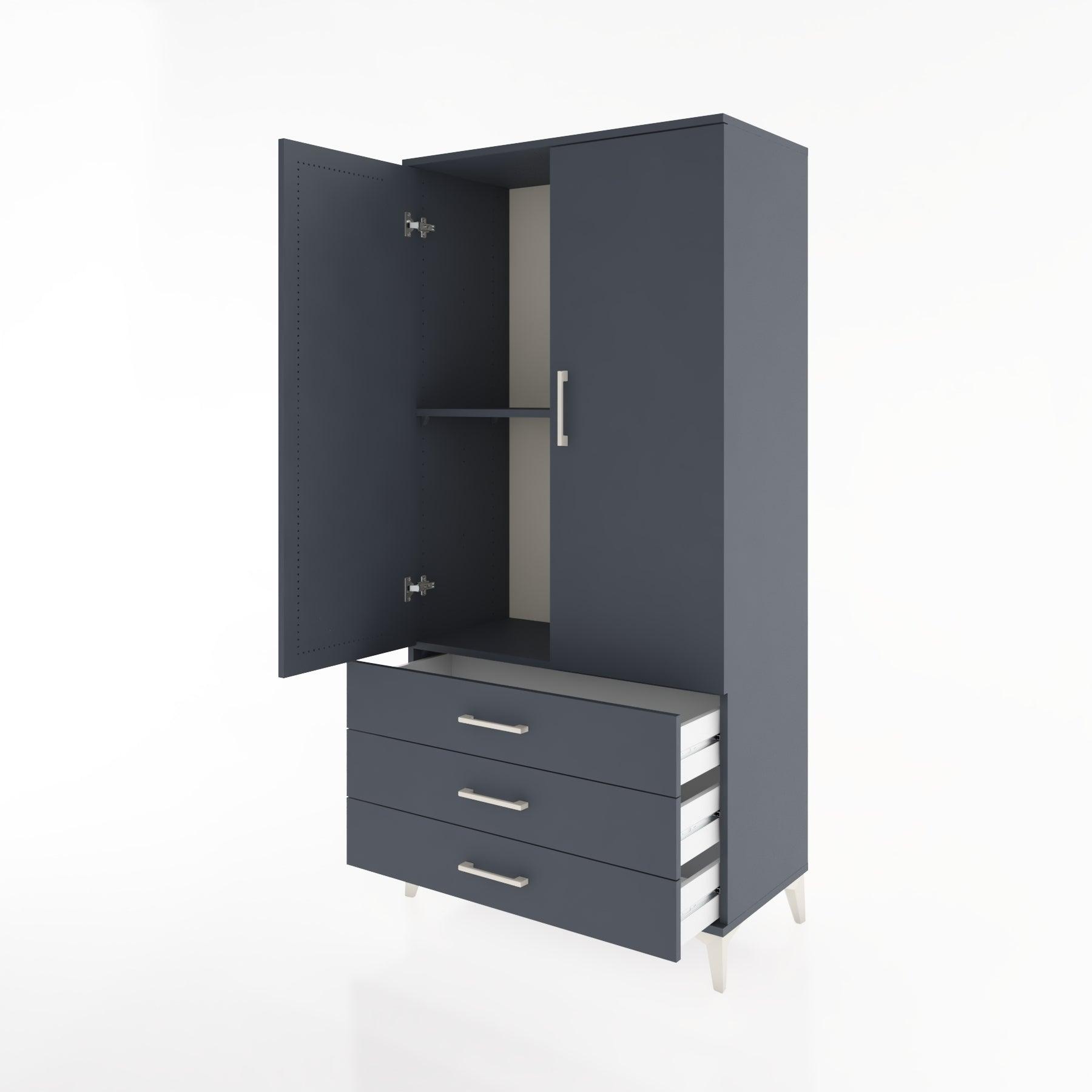 Woodntry Modular Cabinet Anthracite 88x44x170 cm with Doors and Drawers KC6-2