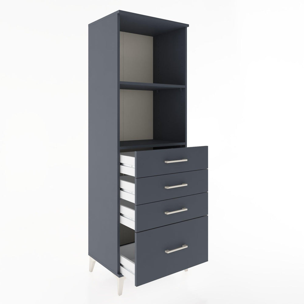 Woodntry Modüler Dolap Antrasit 60x44x170 cm Çekmeceli ve Raflı CR41-2