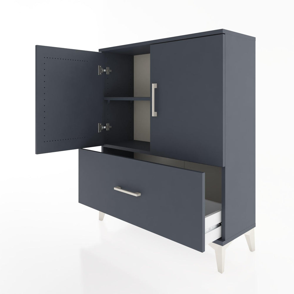 Woodntry Modüler Şifonyer Antrasit 88x30x94 cm Kapaklı ve Çekmeceli KC10-2