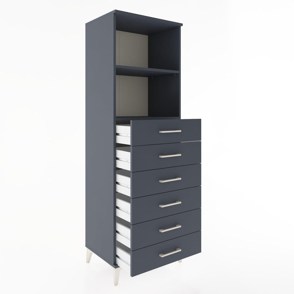 Woodntry Modüler Dolap Antrasit 60x44x170 cm Çekmeceli ve Raflı CR34-2