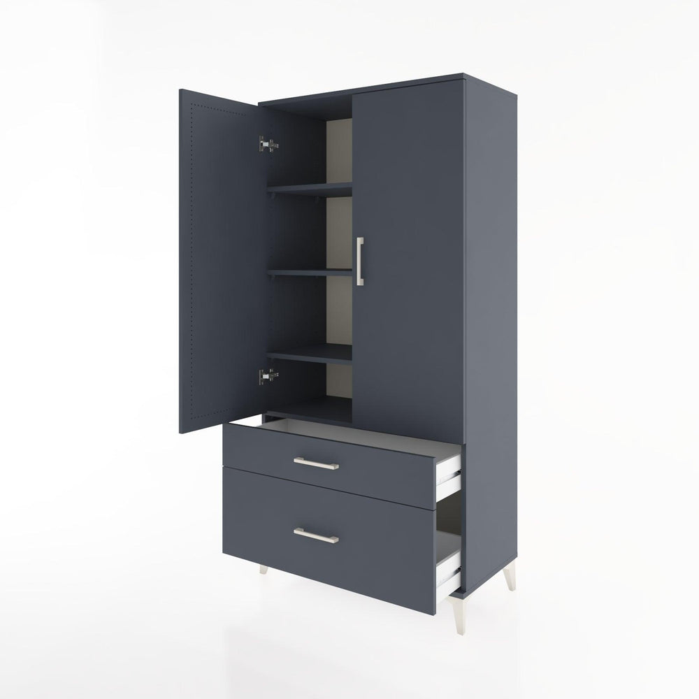 Woodntry Modüler Dolap Antrasit 88x44x170 cm Kapaklı ve Çekmeceli KC15-2