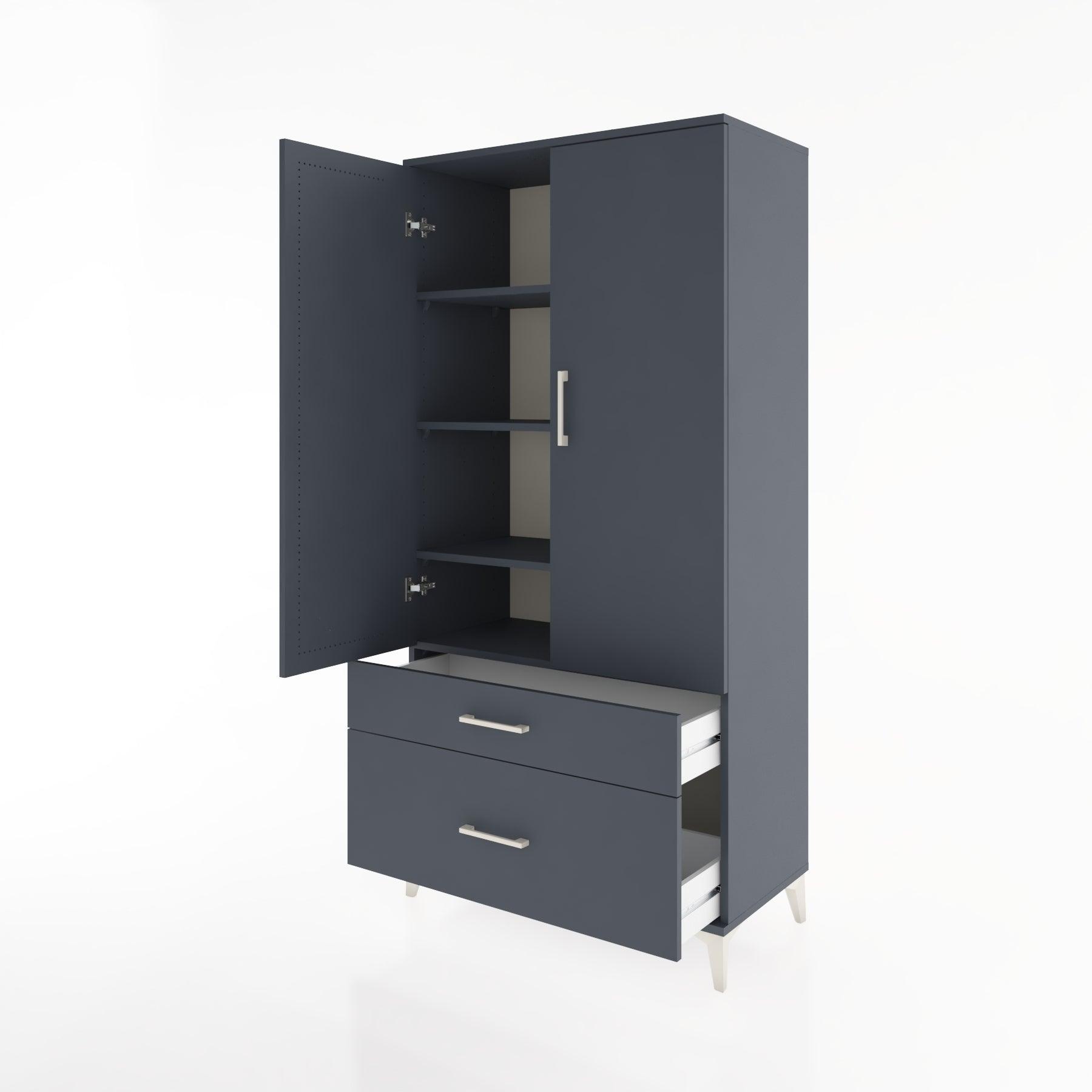 Woodntry Modular Cabinet Anthracite 88x44x170 cm with Doors and Drawers KC15-2