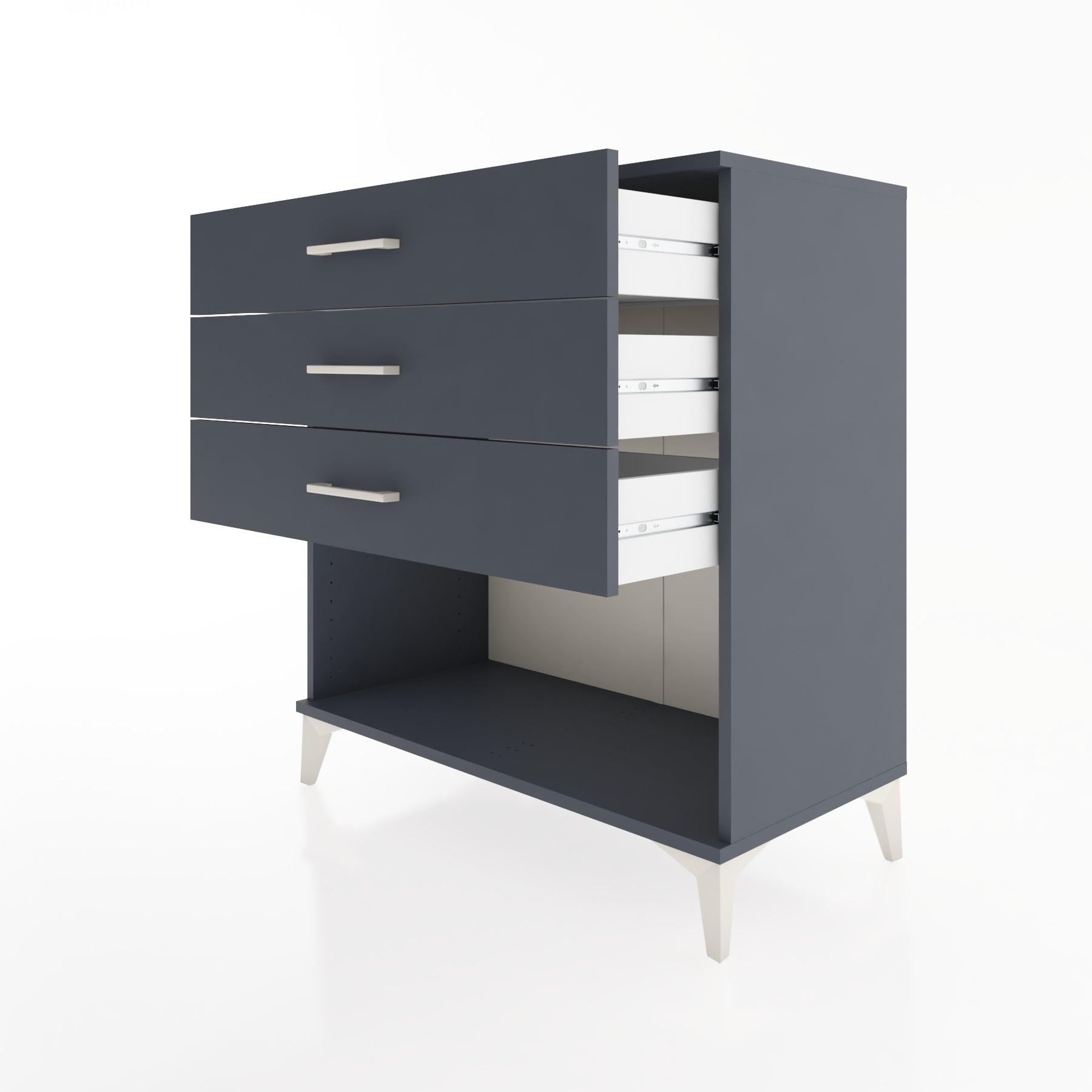 Woodntry Modüler Şifonyer Antrasit 88x44x84 cm Çekmeceli ve Raflı CR11-2