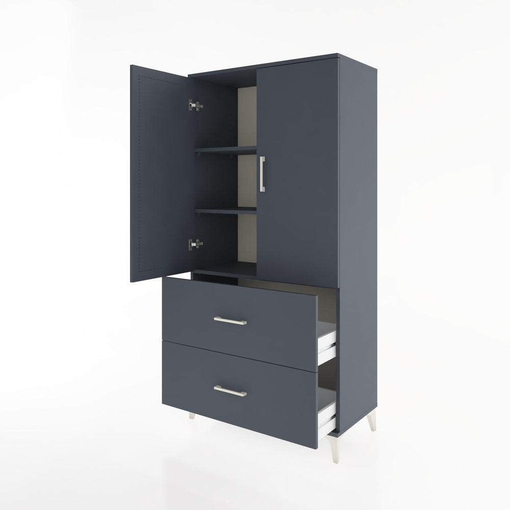 Woodntry Modüler Dolap Antrasit 88x44x170 cm Kapaklı ve Çekmeceli KC21-2