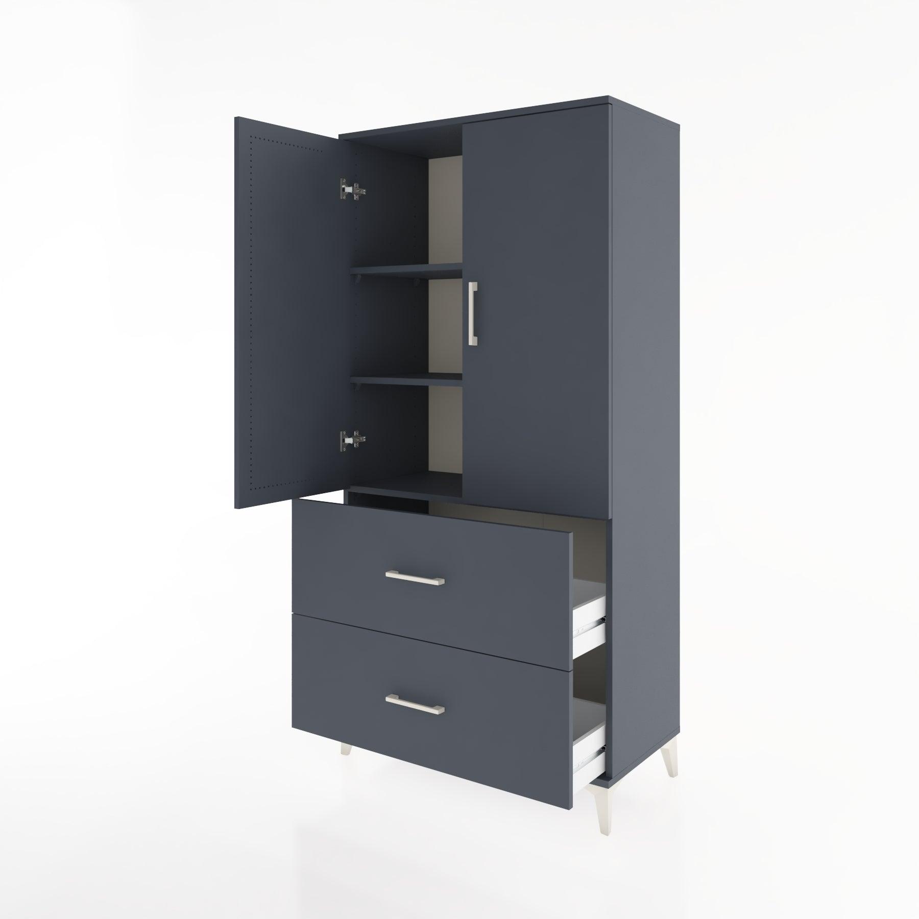 Woodntry Modular Cabinet Anthracite 88x44x170 cm with Doors and Drawers KC21-2