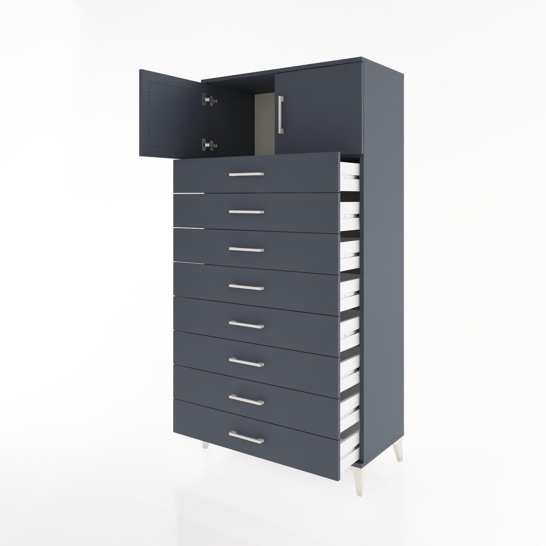 Woodntry Modular Cabinet Anthracite 88x44x170 cm with Doors and Drawers KC1-2