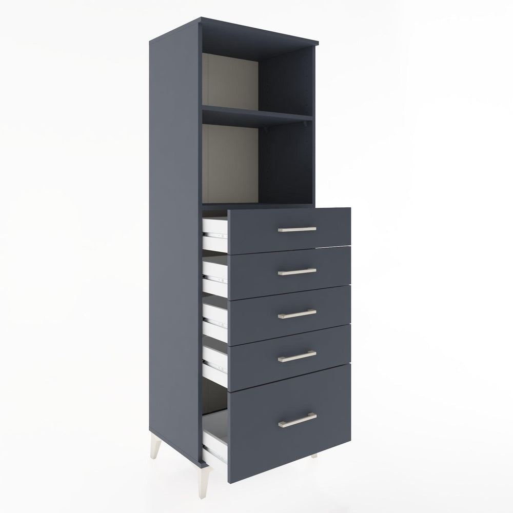 Woodntry Modüler Dolap Antrasit 60x44x170 cm Çekmeceli ve Raflı CR40-2