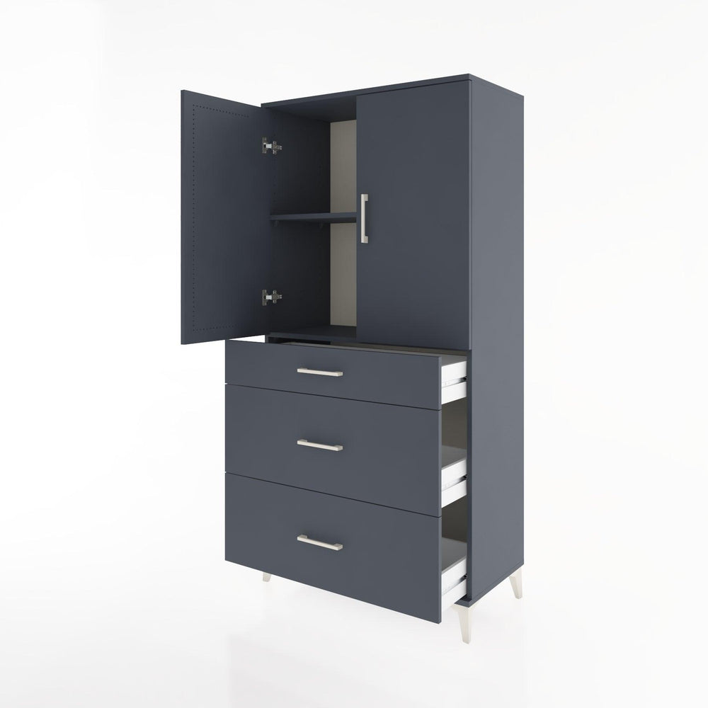 Woodntry Modüler Dolap Antrasit 88x44x170 cm Kapaklı ve Çekmeceli KC20-2