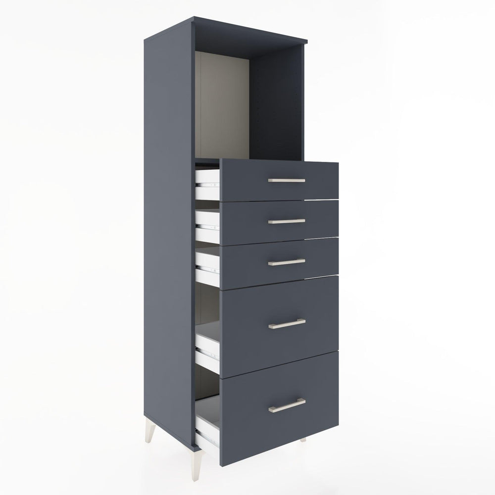 Woodntry Modüler Dolap Antrasit 60x44x170 cm Çekmeceli ve Raflı CR45-2