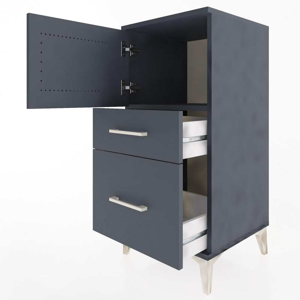 Woodntry Modüler Komodin Antrasit 44x44x84 cm Kapaklı ve Çekmeceli KC45-2