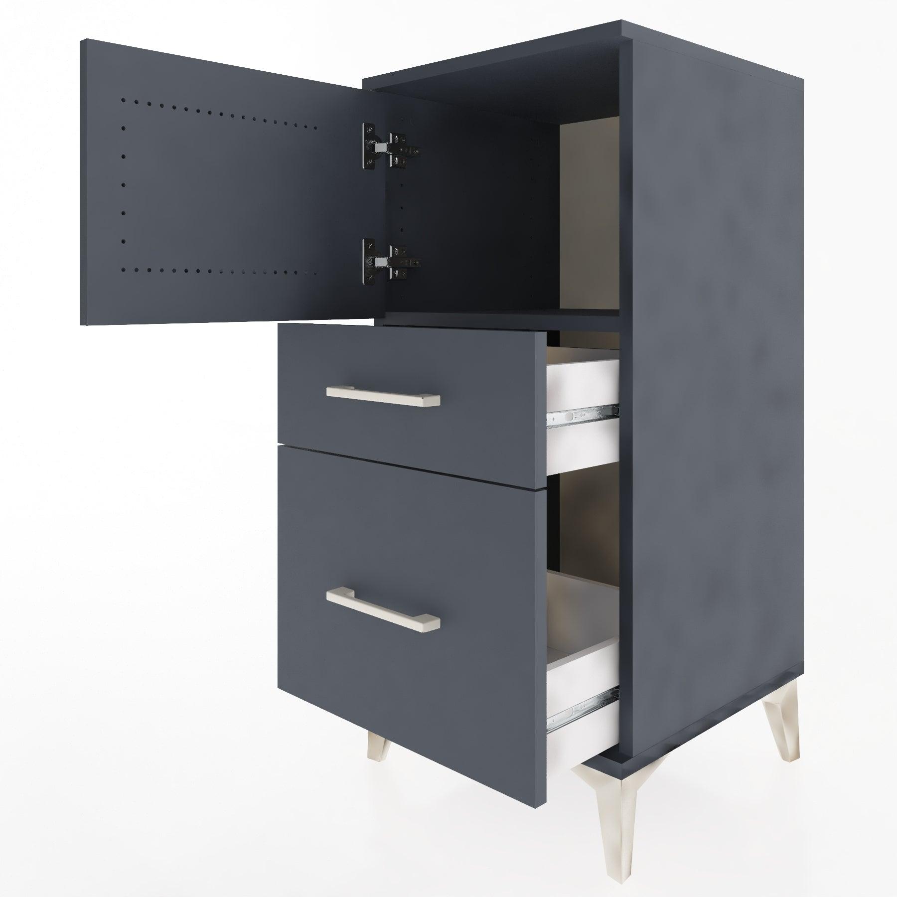 Woodntry Modular Nightstand Anthracite 44x44x84 cm with Cover and Drawer KC45-2