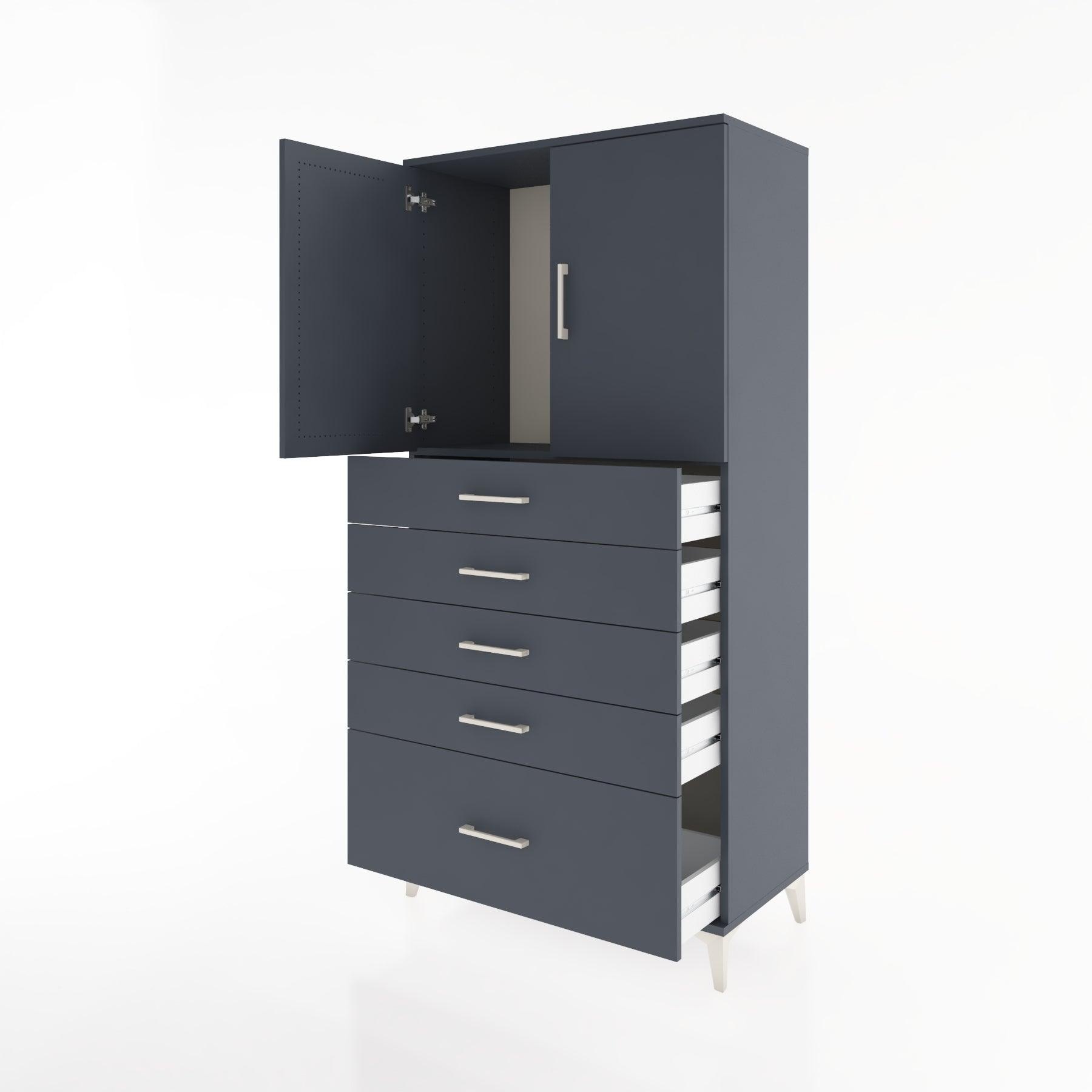 Woodntry Modular Cabinet Anthracite 88x44x170 cm with Doors and Drawers KC12-2