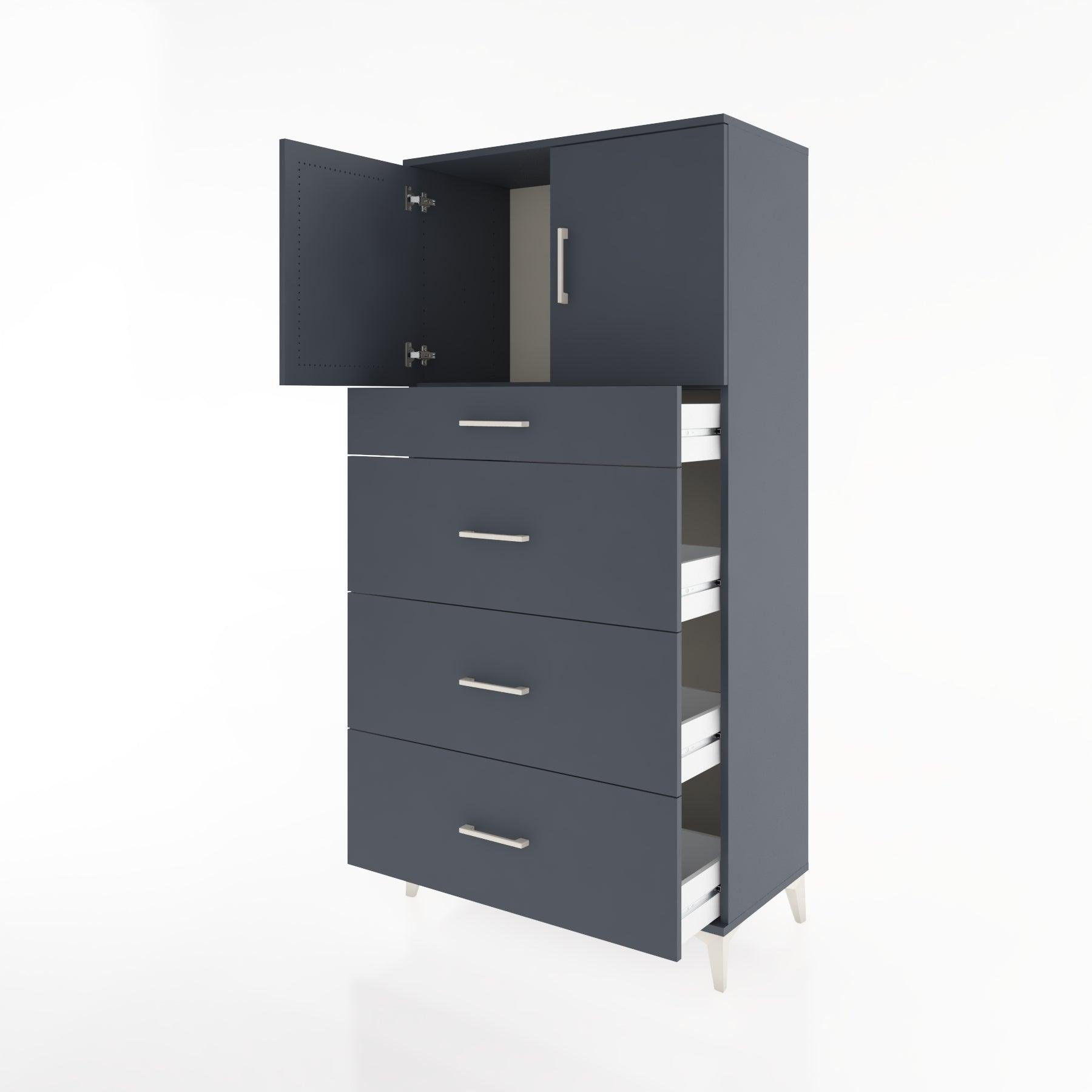 Woodntry Modular Cabinet Anthracite 88x44x170 cm with Doors and Drawers KC23-2