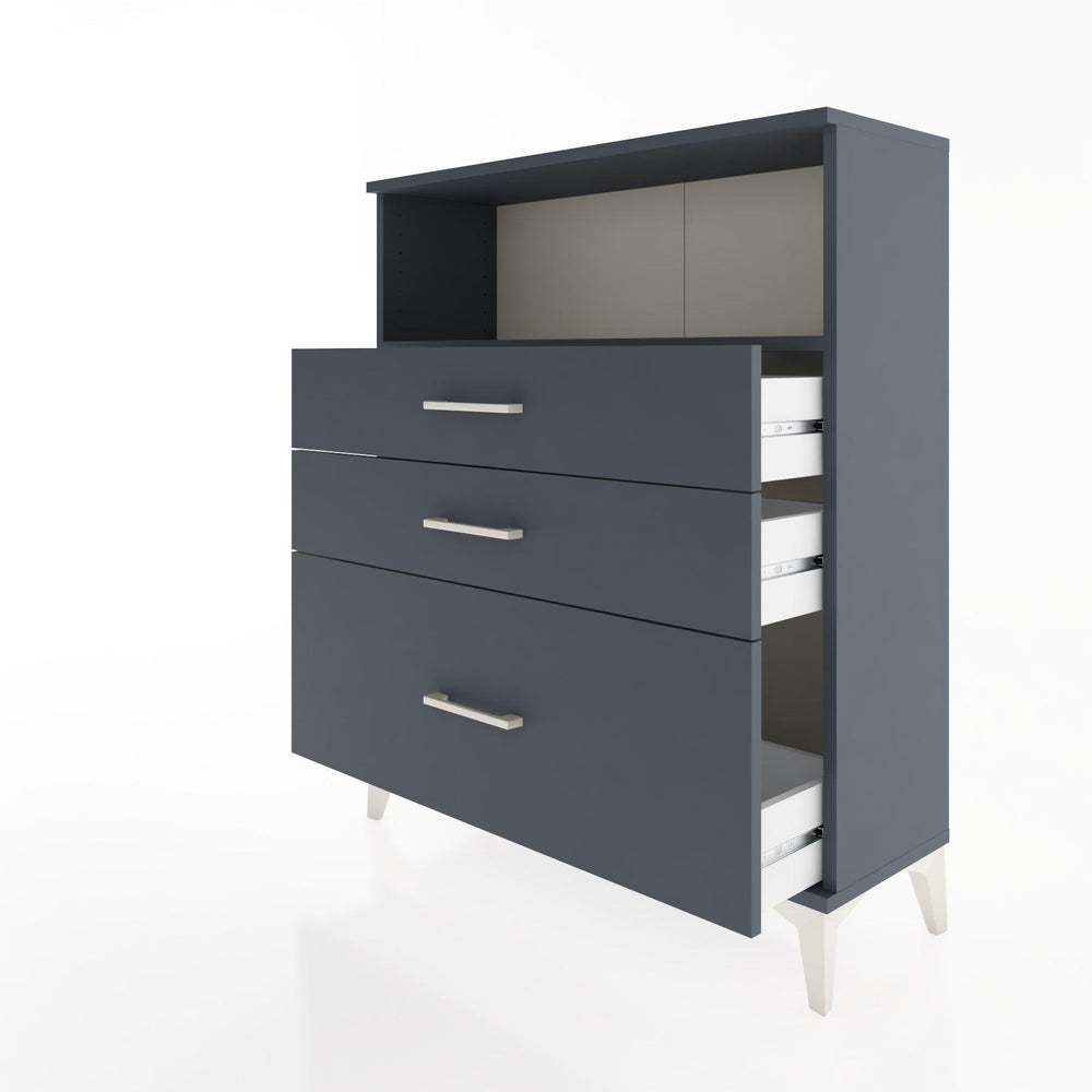 Woodntry Modüler Şifonyer Antrasit 88x30x94 cm Çekmeceli ve Raflı CR13-2