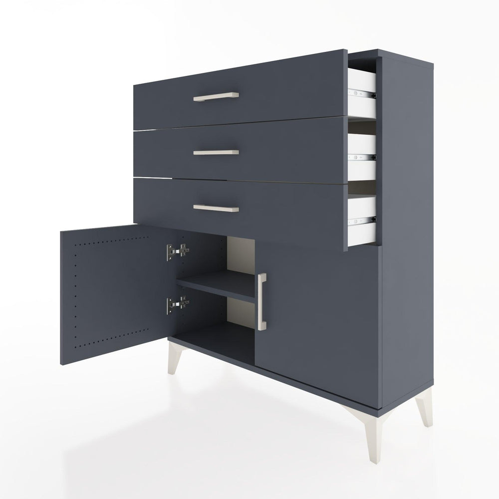 Woodntry Modüler Şifonyer Antrasit 88x30x94 cm Kapaklı ve Çekmeceli KC8-2