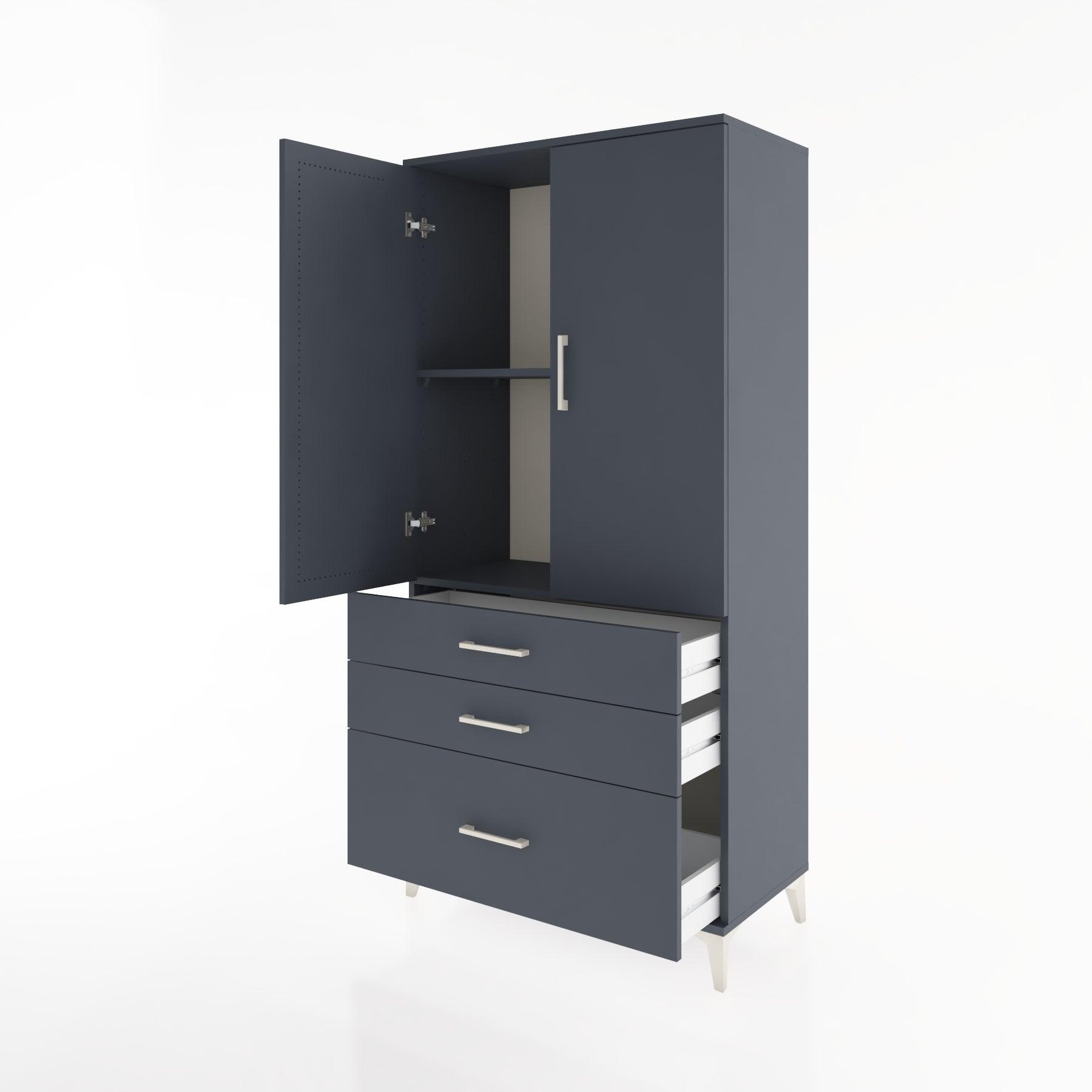 Woodntry Modular Cabinet Anthracite 88x44x170 cm with Doors and Drawers KC14-2