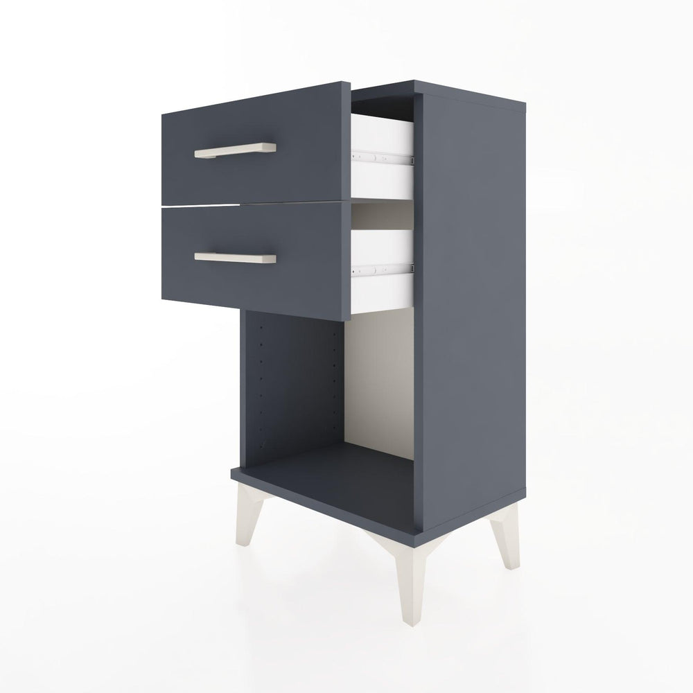 Woodntry Modüler Komodin 2 Çekmece ve Raflı V1 44x30x68 cm Antrasit - Woodntry