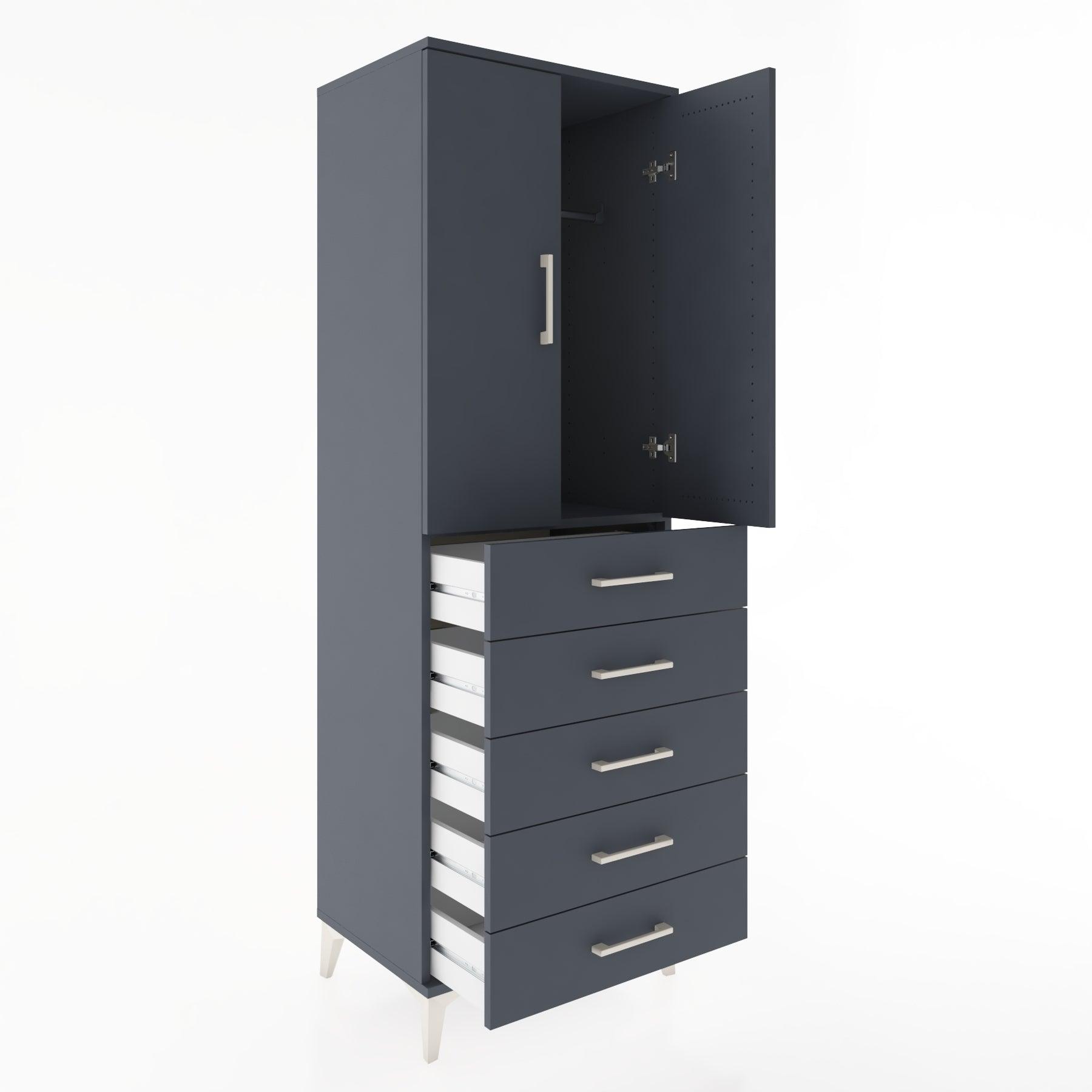 Woodntry Modular Cabinet Anthracite 60x44x170 cm with Doors and Drawers KC26-2