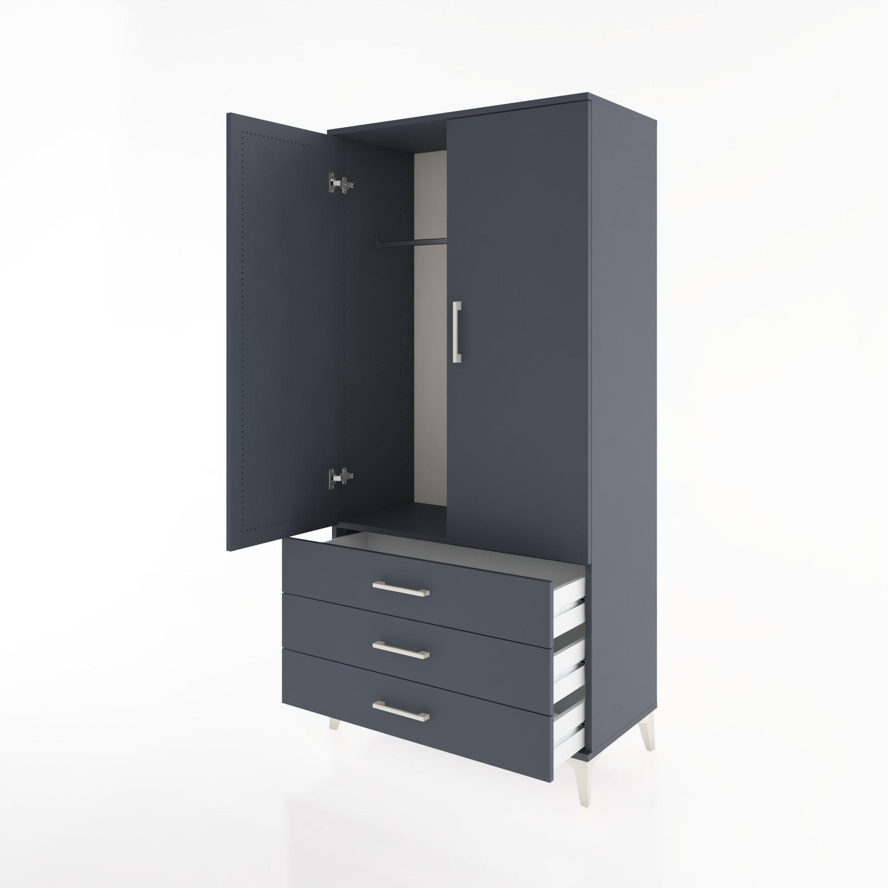 Woodntry Modular Cabinet Anthracite 88x44x170 cm with Doors and Drawers KC28-2