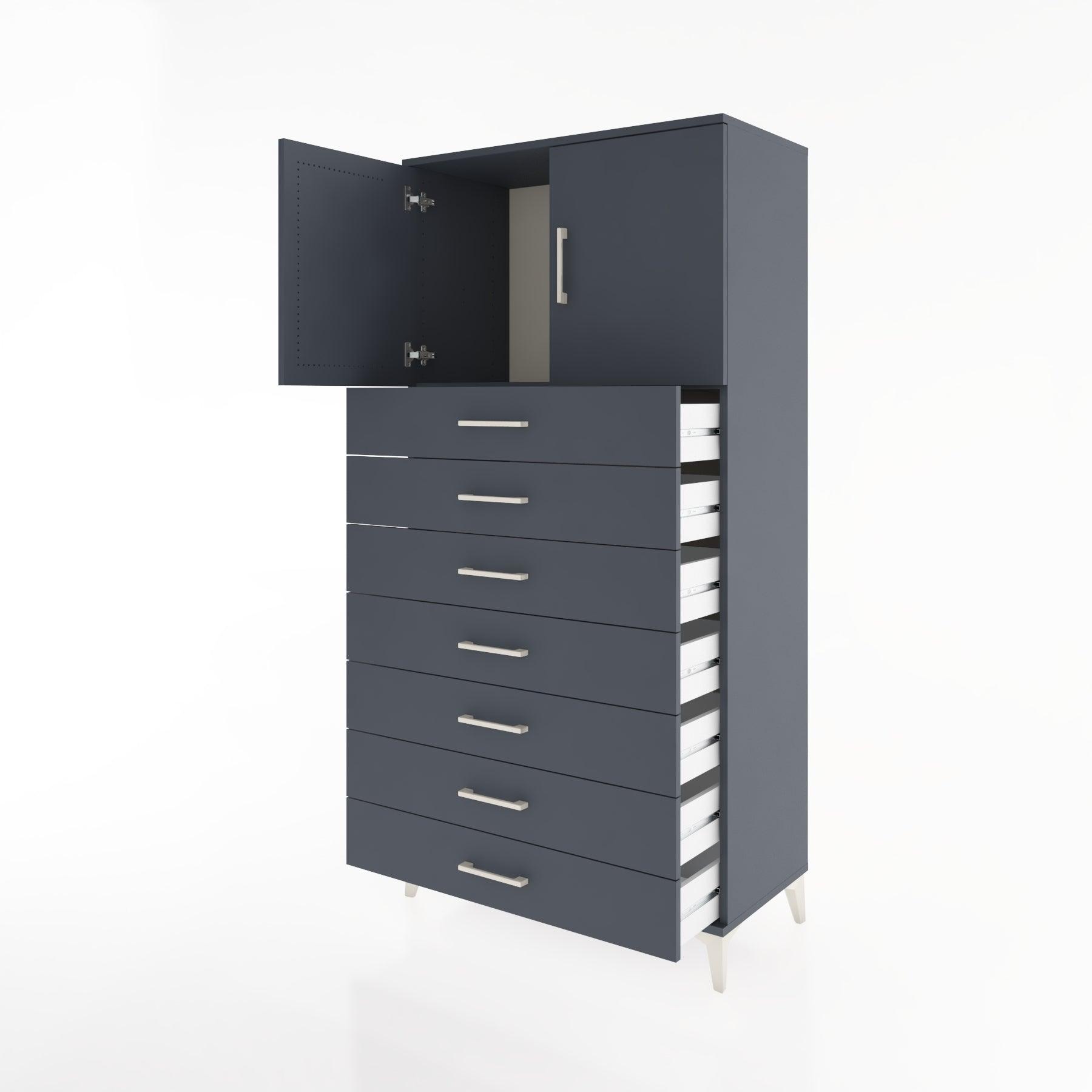 Woodntry Modular Cabinet Anthracite 88x44x170 cm with Doors and Drawers KC2-2