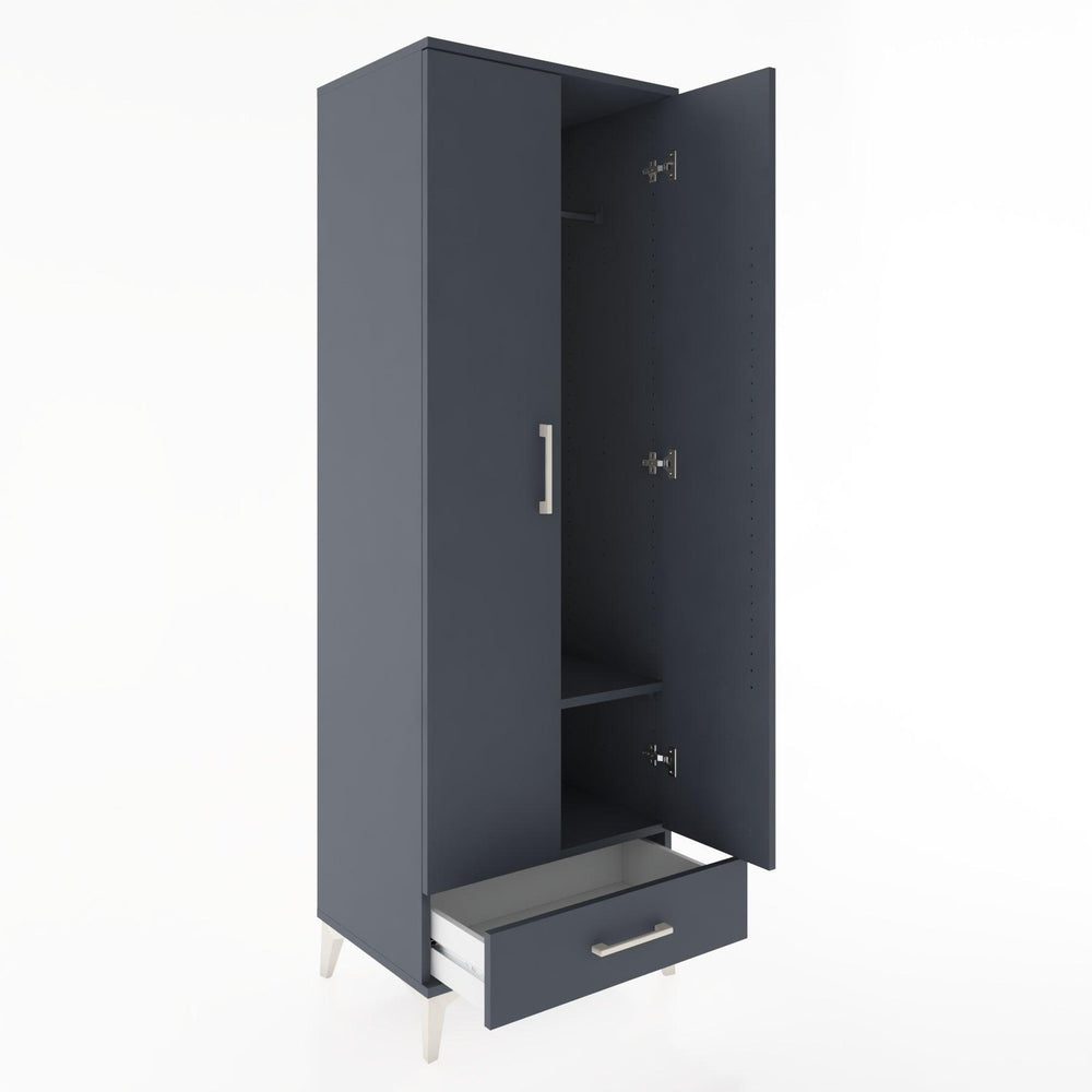 Woodntry Modüler Dolap Antrasit 60x44x170 cm Kapaklı ve Çekmeceli KC30-2