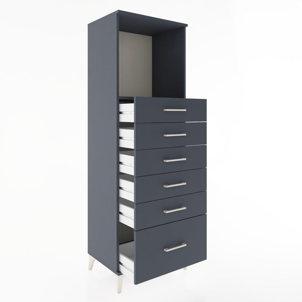 Woodntry Modüler Dolap Antrasit 60x44x170 cm Çekmeceli ve Raflı CR39-2