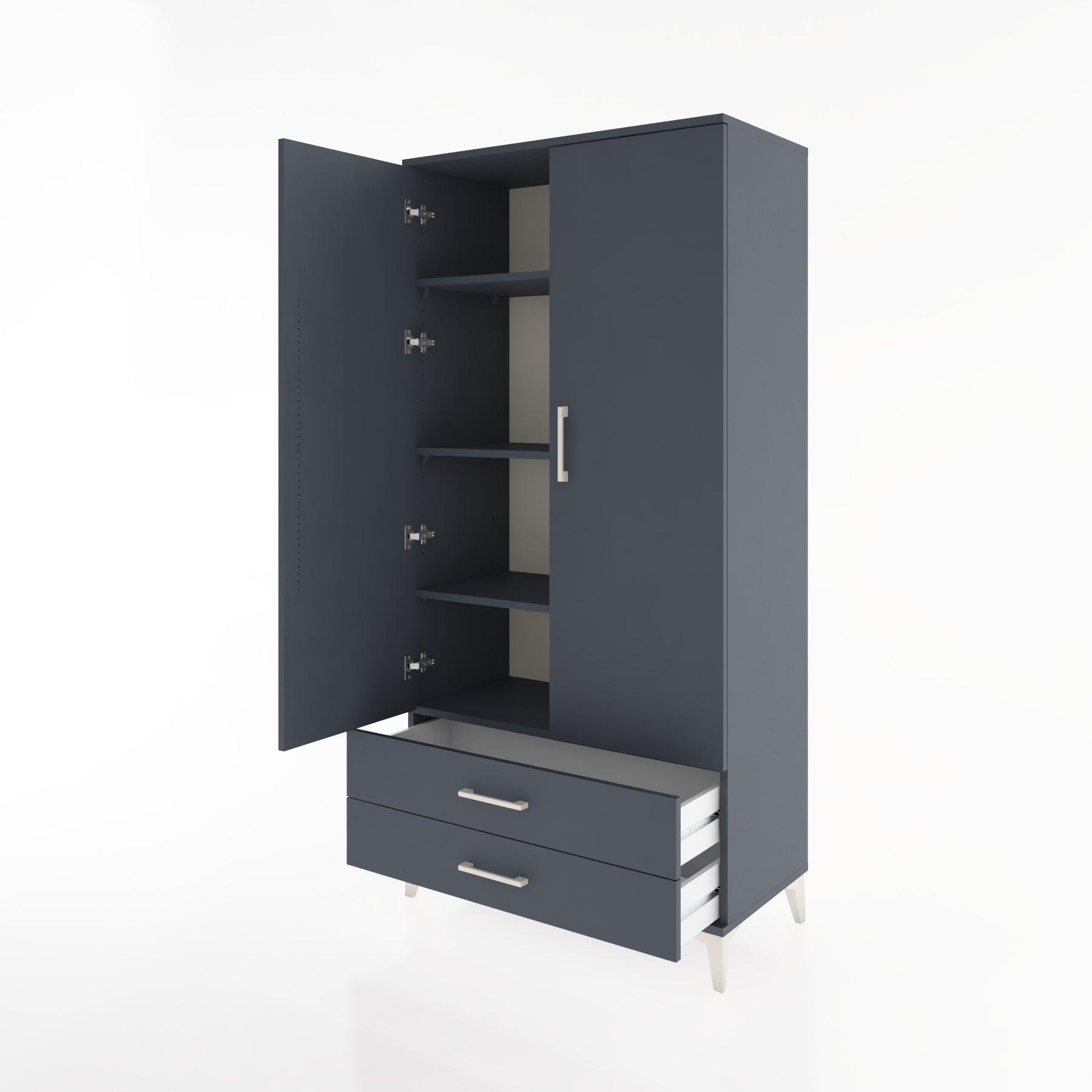 Woodntry Modular Cabinet Anthracite 88x44x170 cm with Doors and Drawers KC7-2