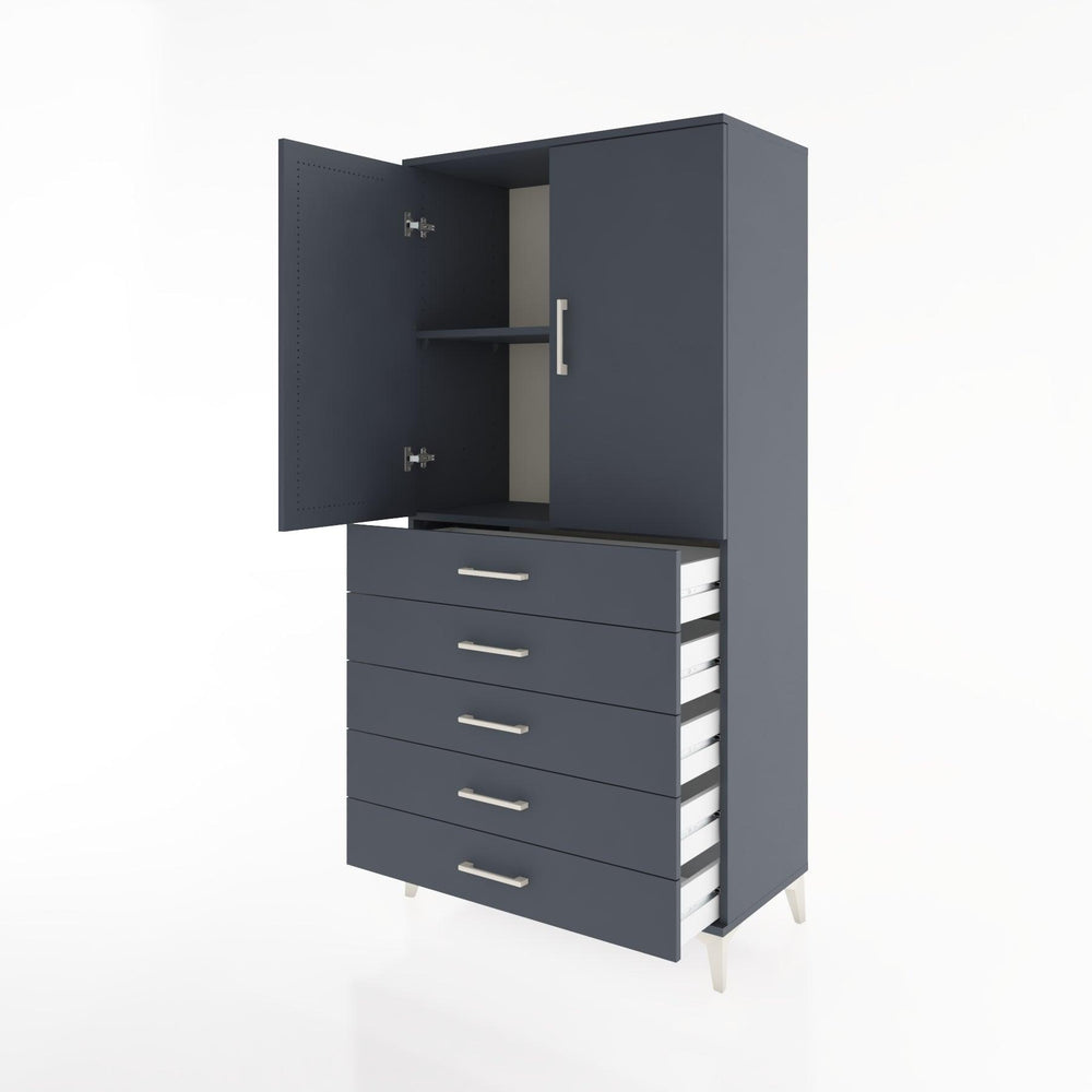 Woodntry Modüler Dolap Antrasit 88x44x170 cm Kapaklı ve Çekmeceli KC4-2
