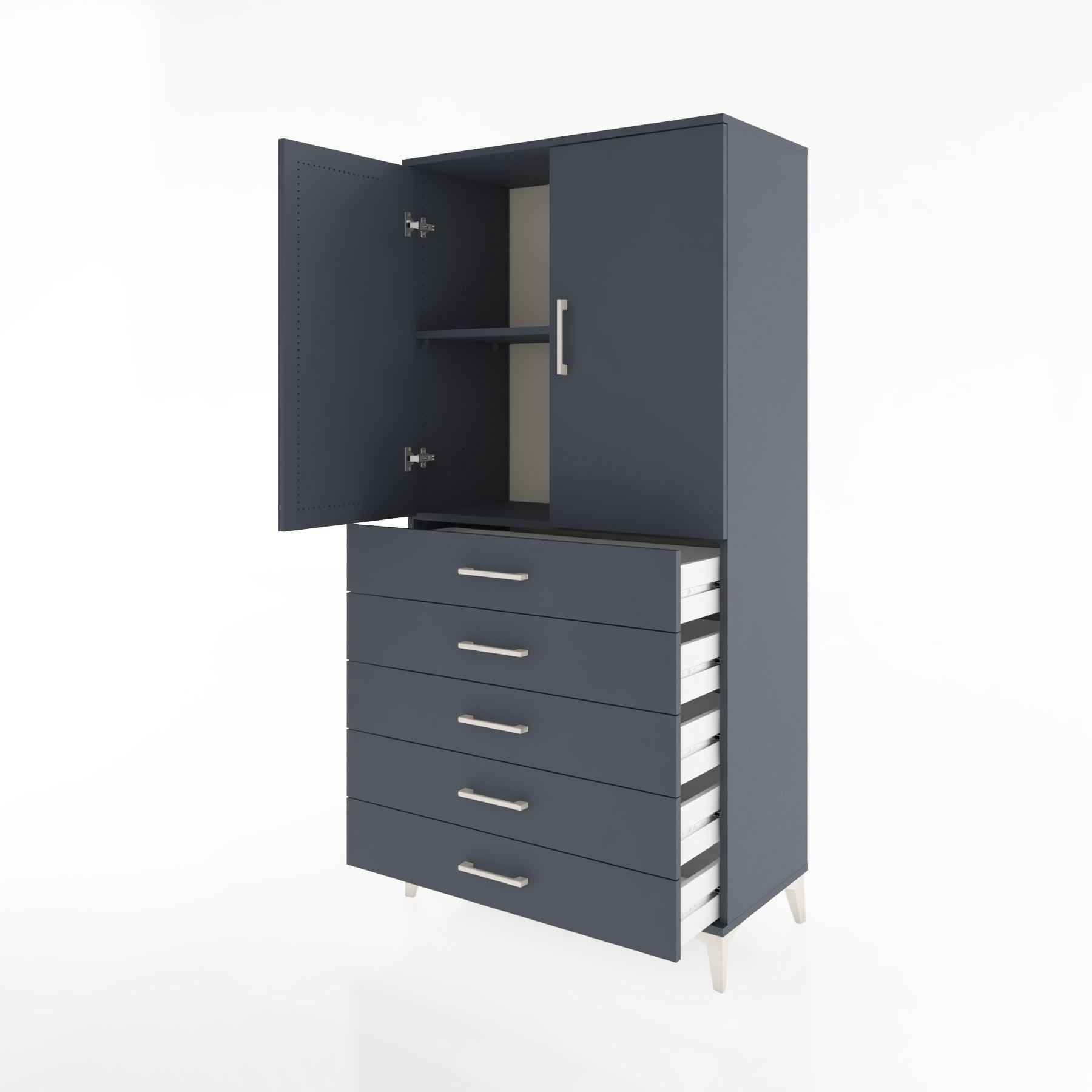 Woodntry Modular Cabinet Anthracite 88x44x170 cm with Doors and Drawers KC4-2