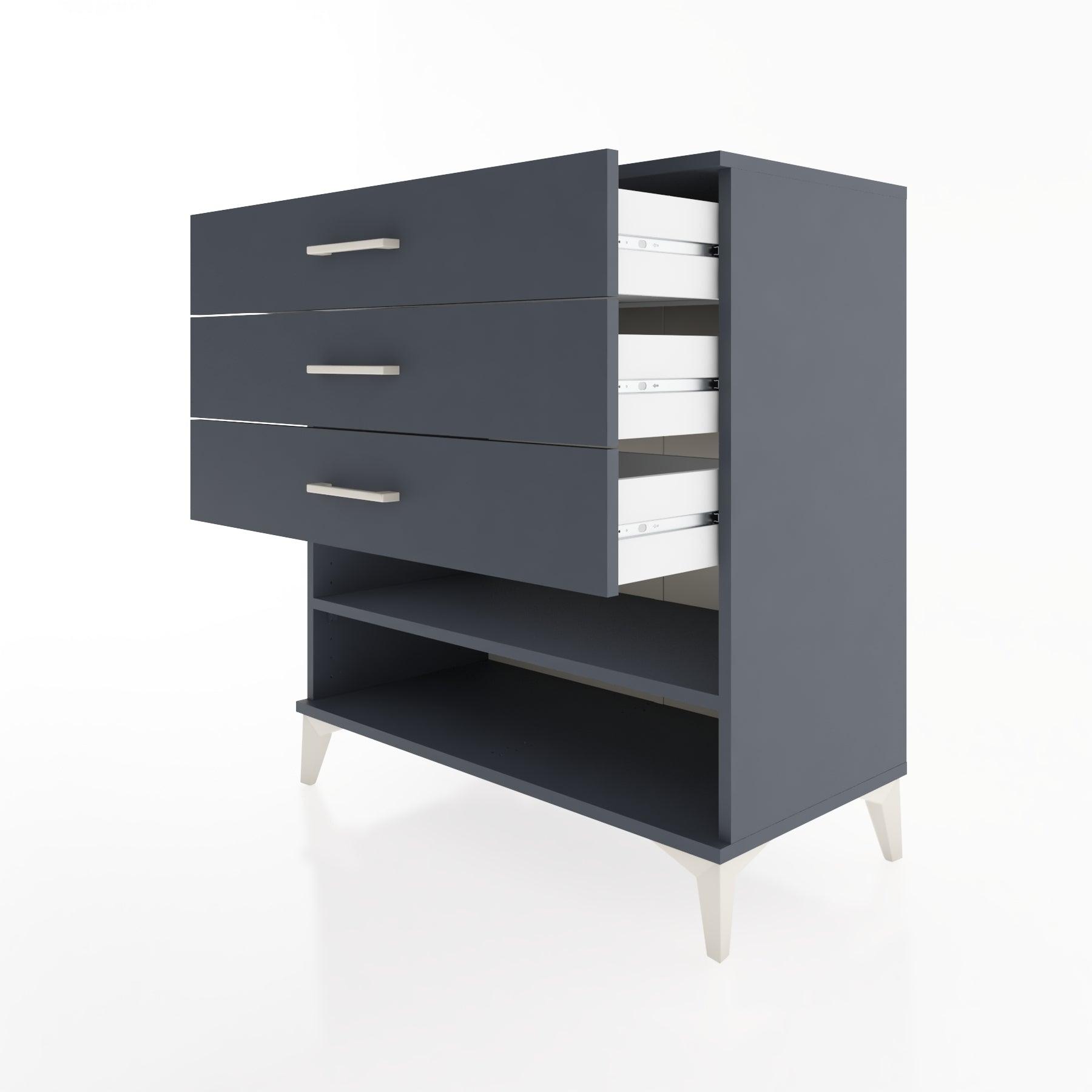 Woodntry Modüler Şifonyer Antrasit 88x44x84 cm Çekmeceli ve Raflı CR12-2