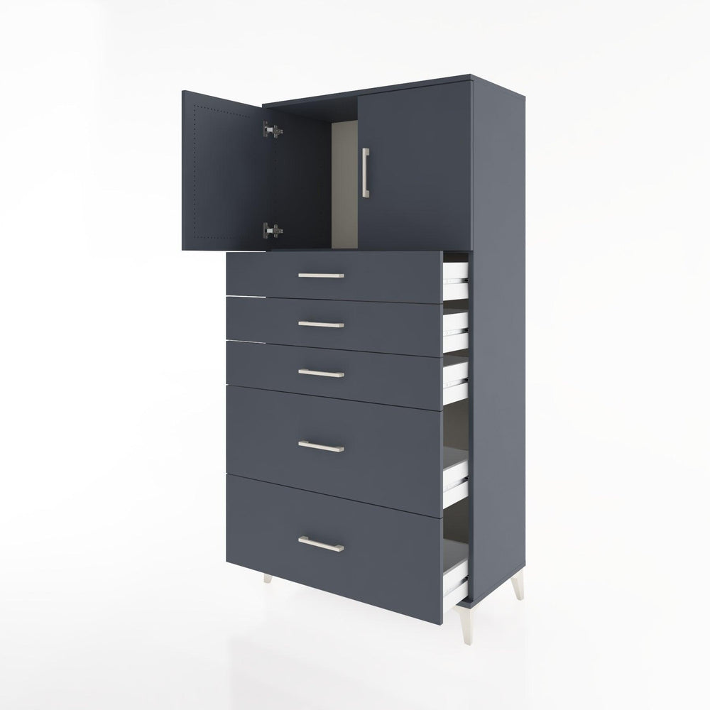 Woodntry Modüler Dolap Antrasit 88x44x170 cm Kapaklı ve Çekmeceli KC18-2