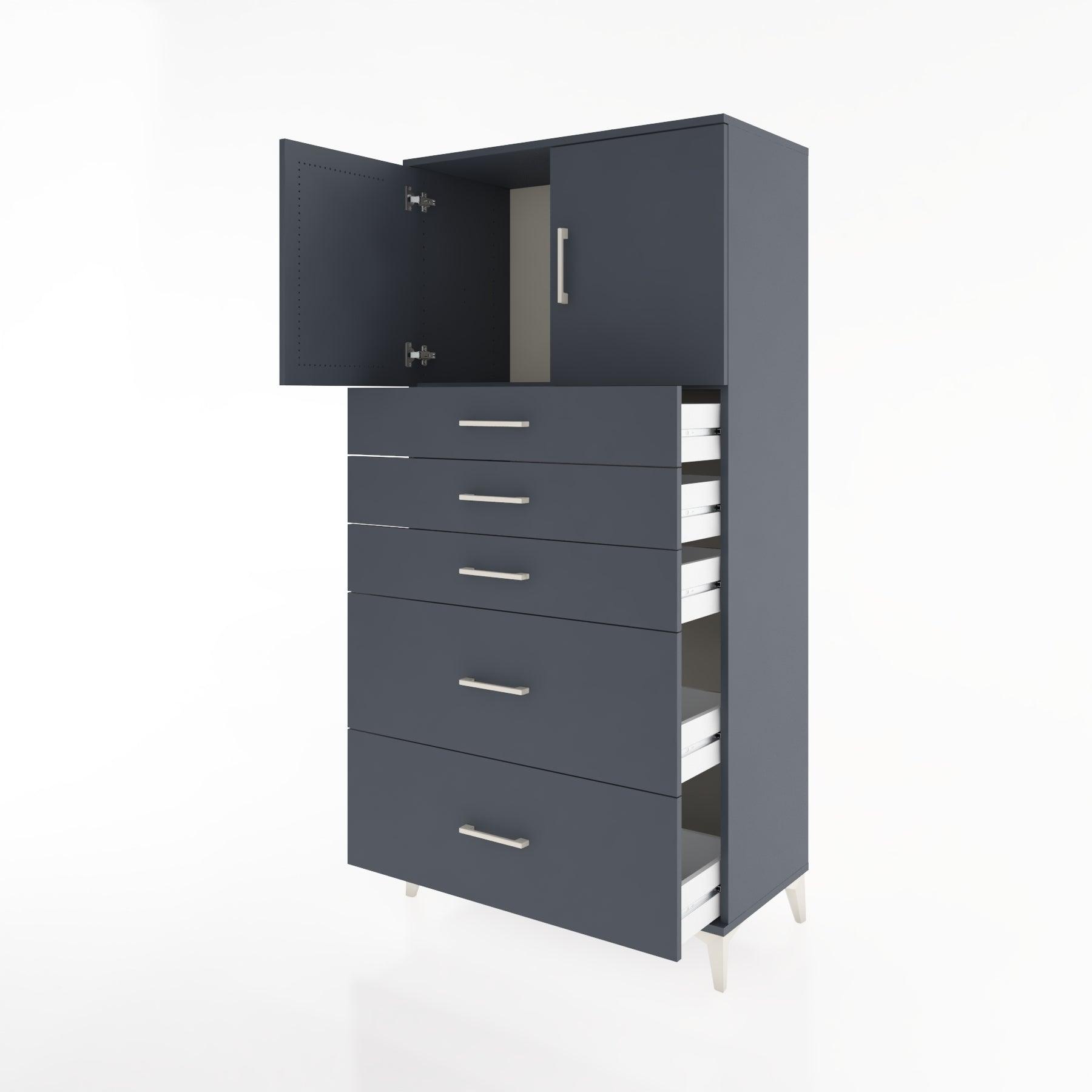 Woodntry Modular Cabinet Anthracite 88x44x170 cm with Doors and Drawers KC18-2
