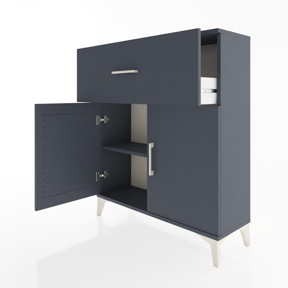 Woodntry Modüler Şifonyer Antrasit 88x30x94 cm Kapaklı ve Çekmeceli KC9-2