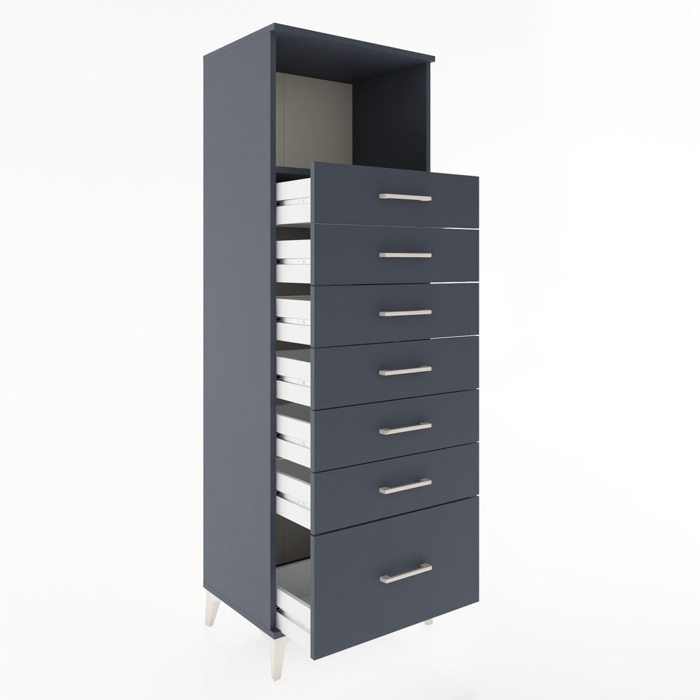 Woodntry Modüler Dolap Antrasit 60x44x170 cm Çekmeceli ve Raflı CR38-2