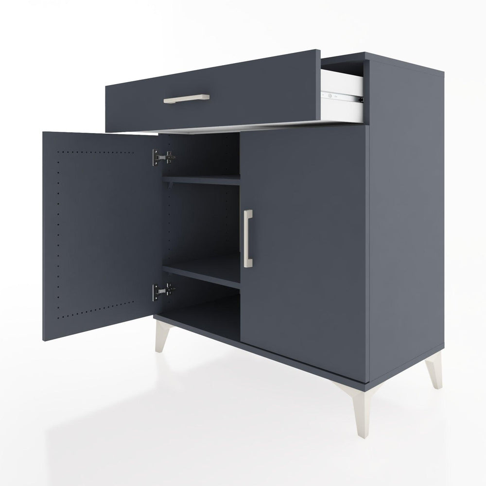 Woodntry Modüler Şifonyer Antrasit 88x44x84 cm Kapaklı ve Çekmeceli KC79-2