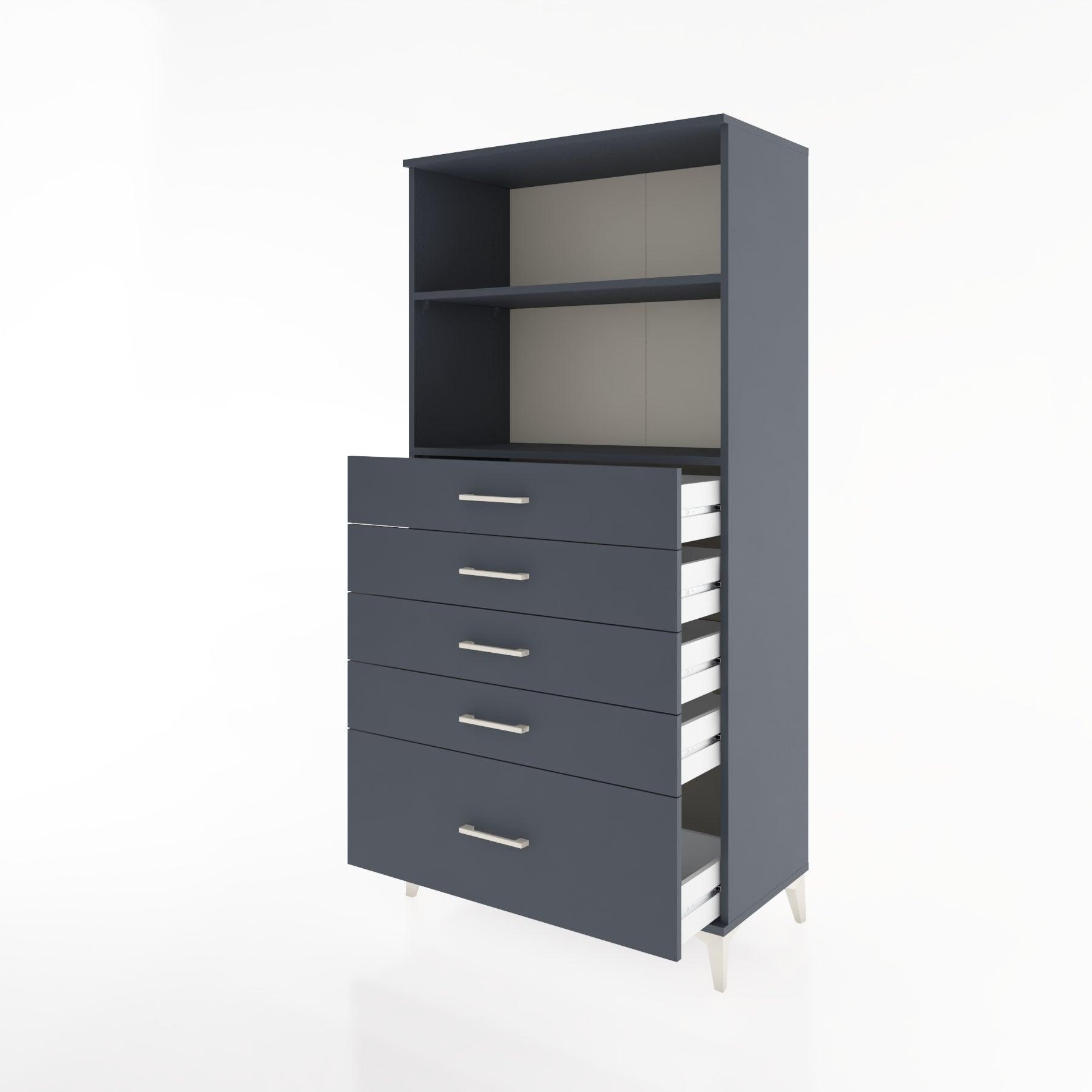 Woodntry Modular Cabinet Anthracite 88x44x170 cm with Drawers and Shelves CR40-2
