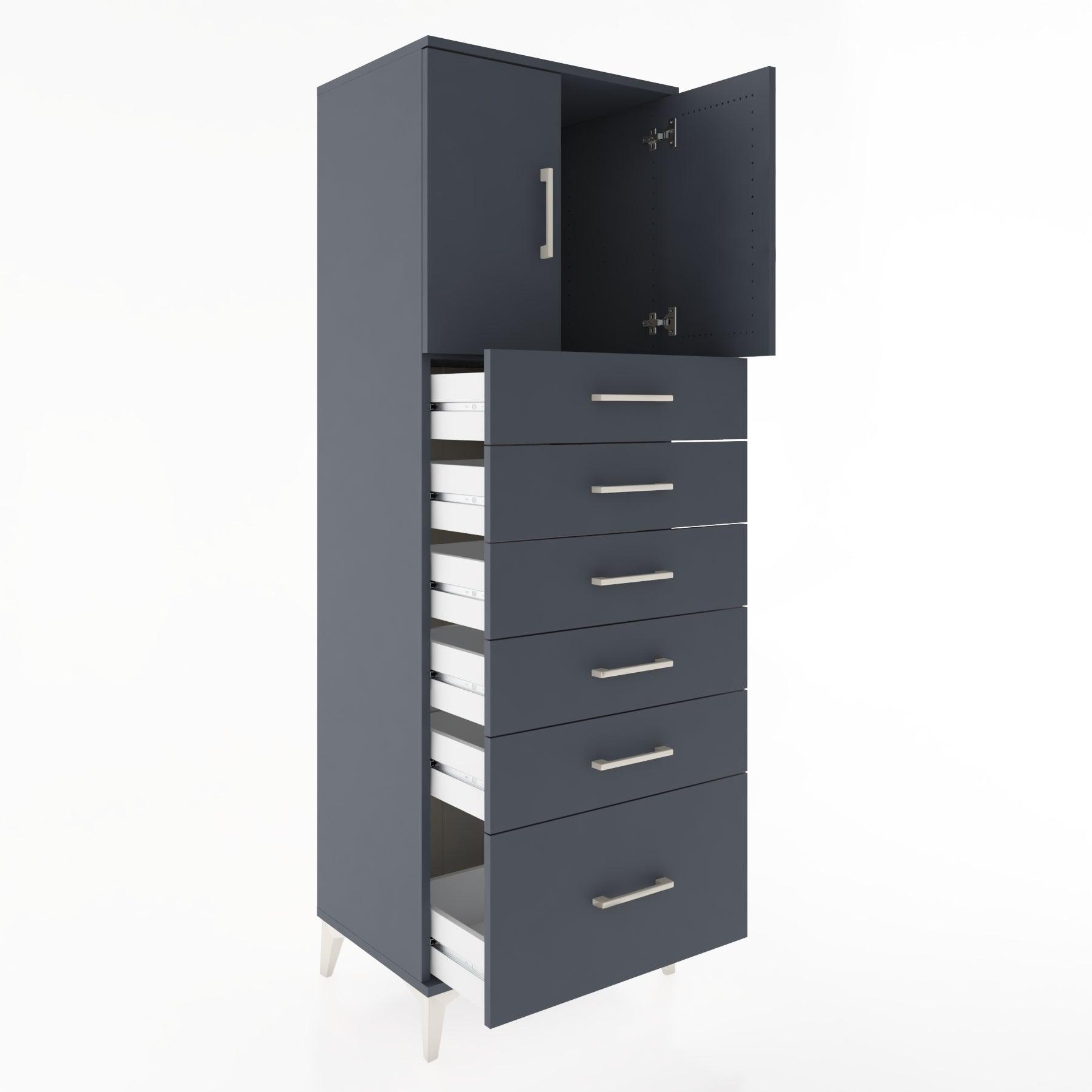 Woodntry Modular Cabinet Anthracite 60x44x170 cm with Doors and Drawers KC11-2